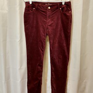 White House Black Market "The Skinny" burgundy velvet jeans, size 8